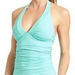 ATHLETA Shirrendipity Halter Tankini Top Aqua / Mint - Size S